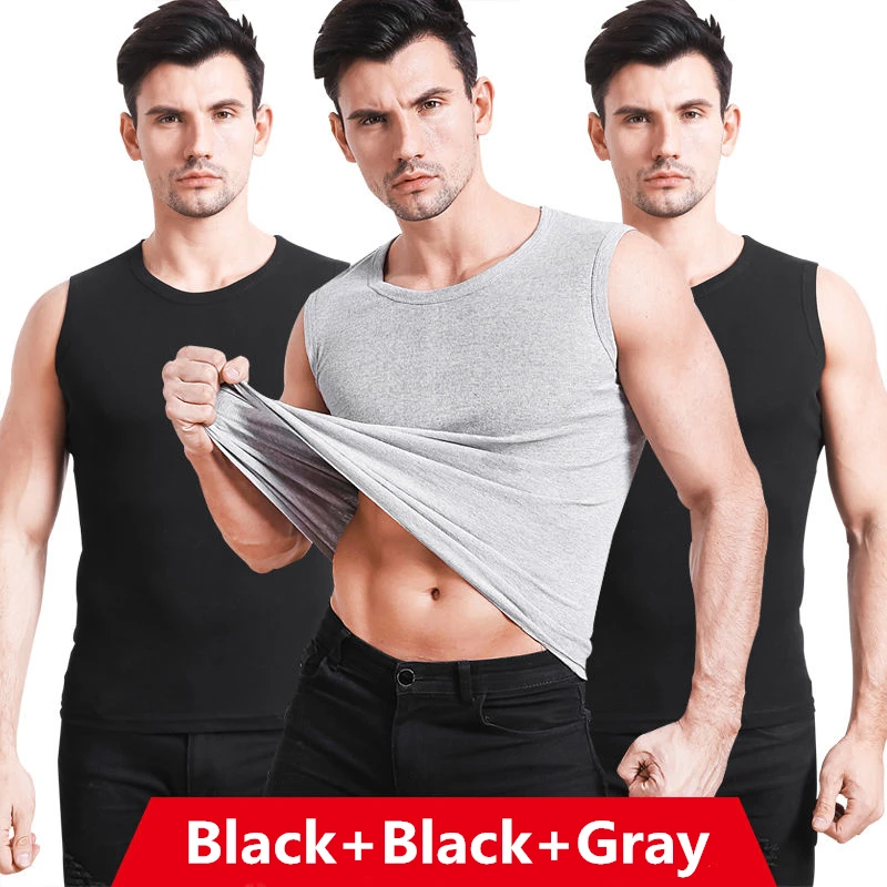 3Pcs/Lot Broad Shoulder Men Cotton Tank Tops Underwear Undershirt Transparent Shirts Male Body Shaper Fitness Vest Singlets