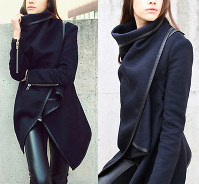 Womens Thicken Warm Winter Wool Trench Coat Parka Overcoat Long Jacket Outwear