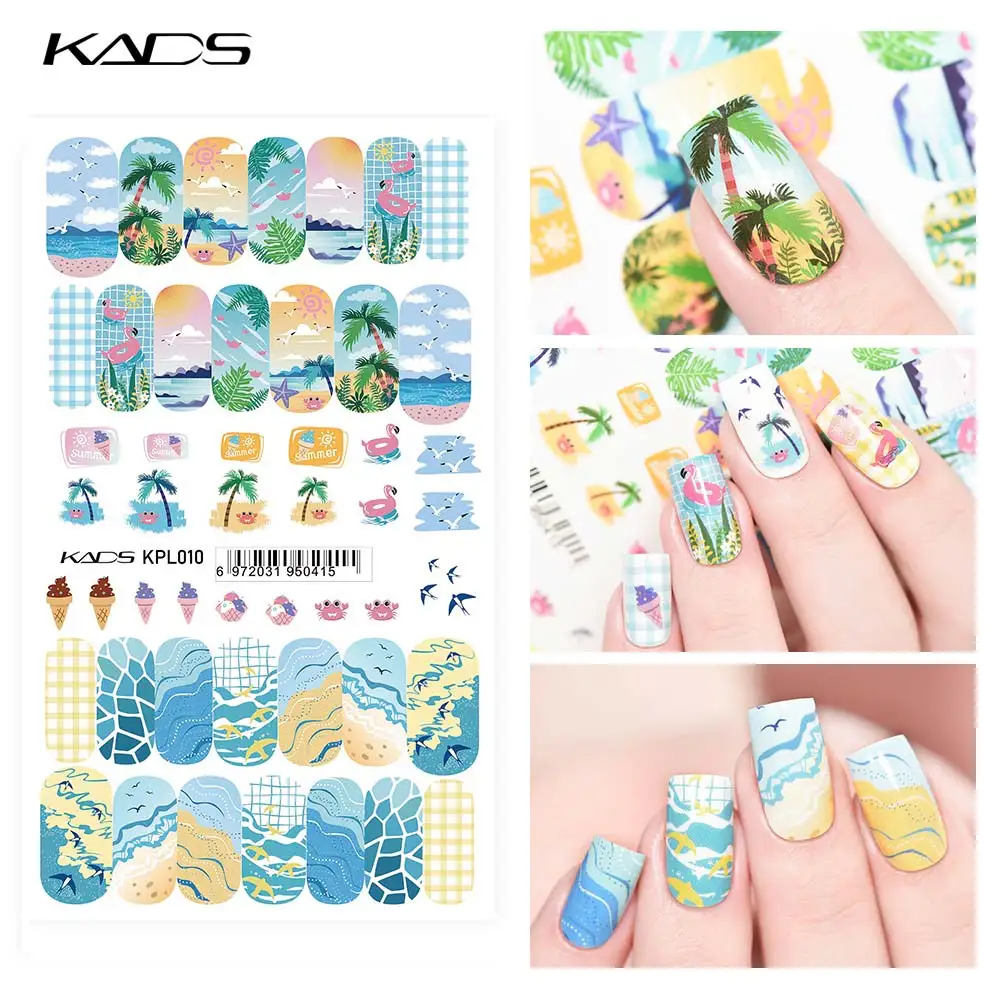 KADS 1 шт. наклейки на воду для ногтей большой размер летние каникулы Переводные