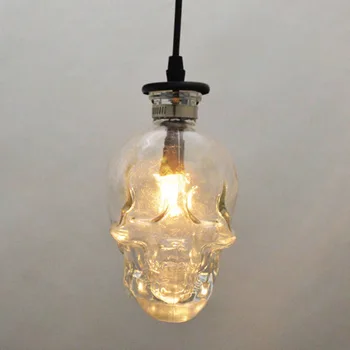 

Individuality Business Cafe Hotel Art Hanging Lamp Lighting Vintage Industrial E14 Loft Passage Skull Head Glass Pendant Lights