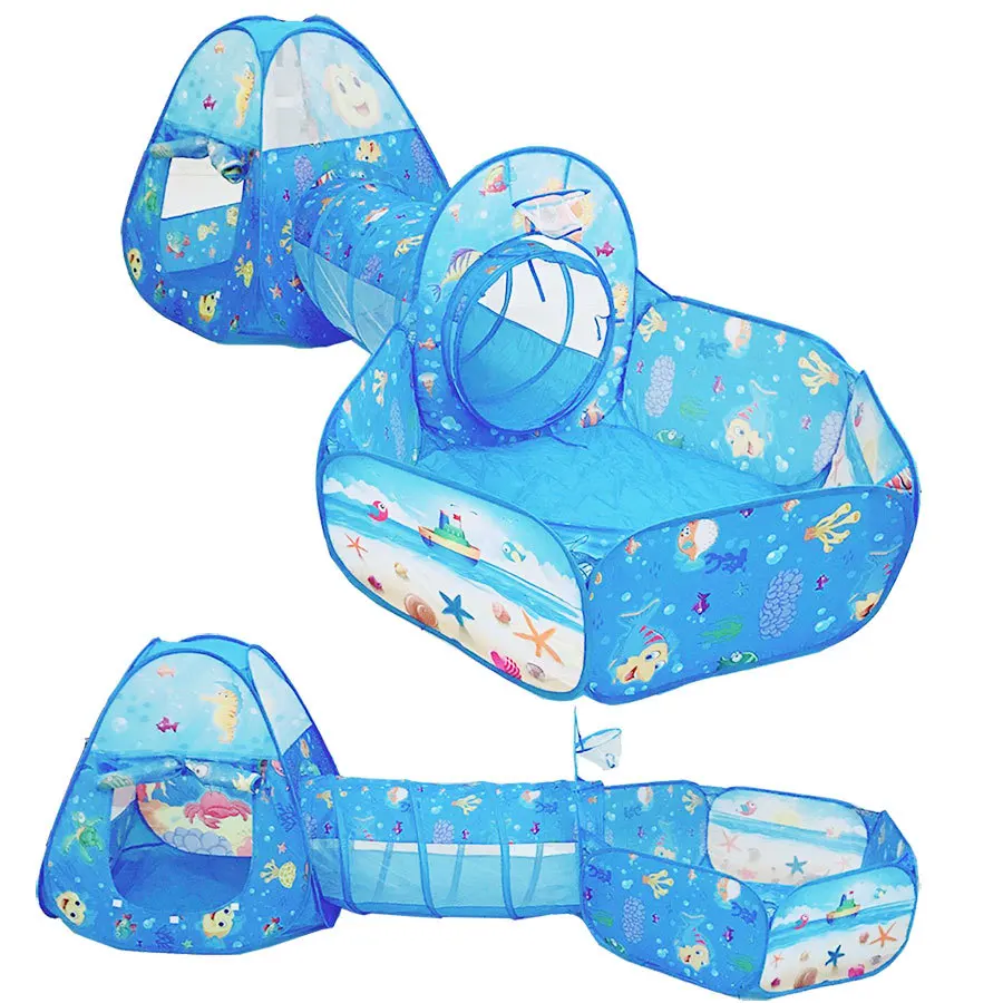 

KID'S Tent Deep-Sea Three-piece Set 3 Shooting Ball Pool Crawl Tunnel Tent House Game House Baby Toy Oceans
