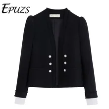 Зимние твидовые пальто с длинными рукавами и куртки на элегантных кнопках, Офисная твидовая куртка, Корейская верхняя одежда, повседневная женская куртка