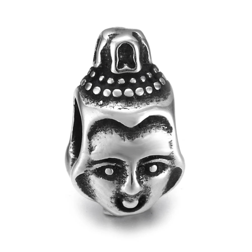 Stainless Steel Buddha Bead Polished 5mm Large Hole Metal Beads Buddhist Charms for DIY Jewelry Making Accessories | Украшения и