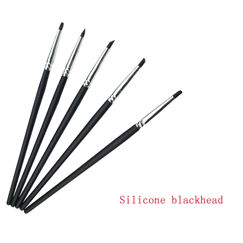 Black 5pcs Dental Resin Brush Pens Silicone Brush Pens dental products For Adhesive Composite Resin Cement Porcelain Teeth Tooth Tool - Цвет: Black