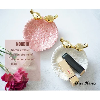 

Nordic Ceramic bird Small Jewelry Dish Earrings Necklace Ring Storage Plates Fruit Dessert Display Bowl Decoration