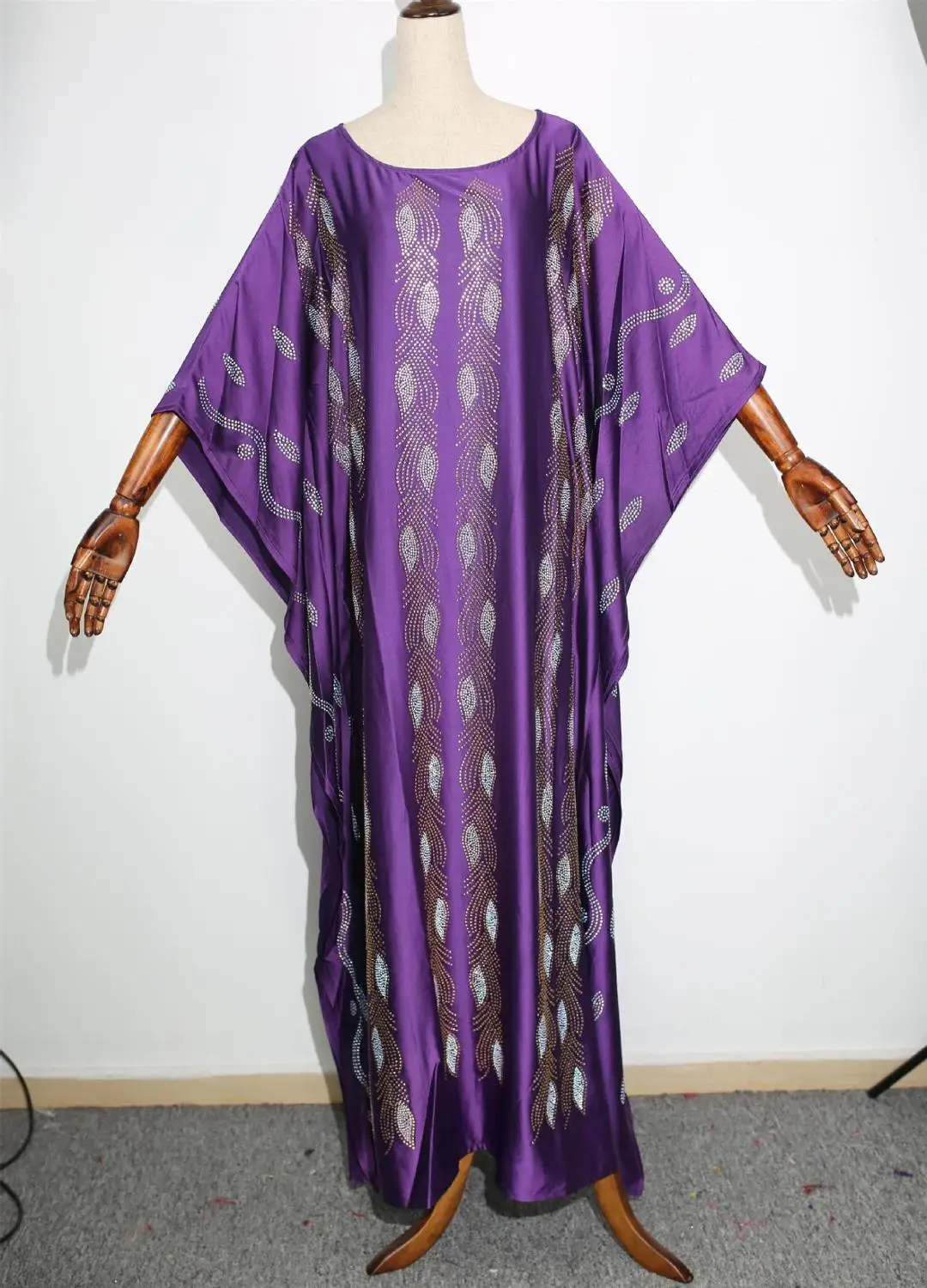 Африканский дизайн Дашики Бисероплетение шелковое платье Базен хиджаб элегантный макси халат платья Broder Riche сексуальный тонкий традиционный хипстер - Цвет: purple