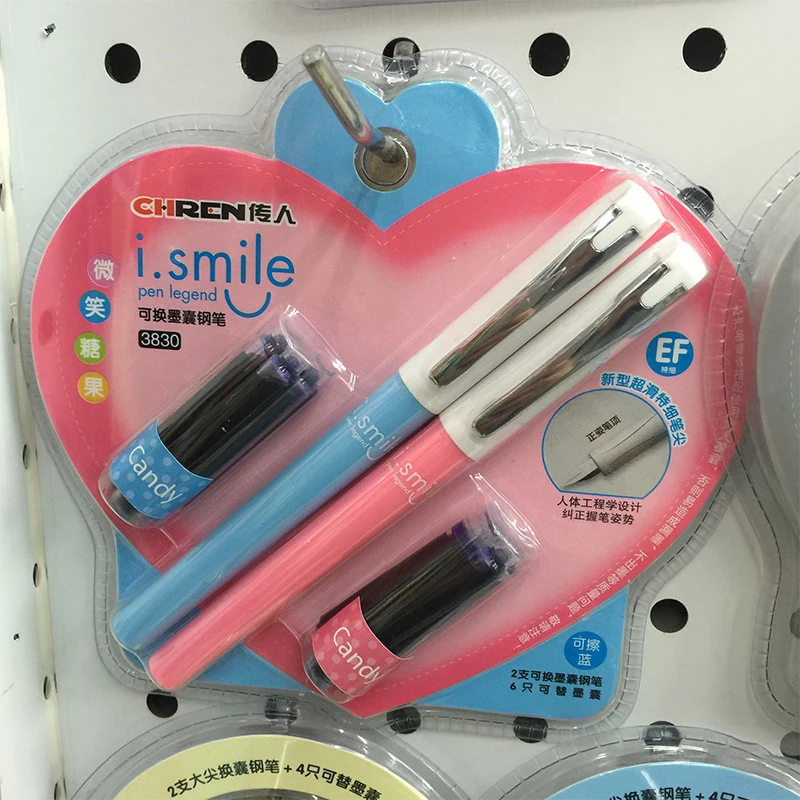 Милый перьевая ручка EF набор стираемых синих чернильных ручек для студентов kawaii