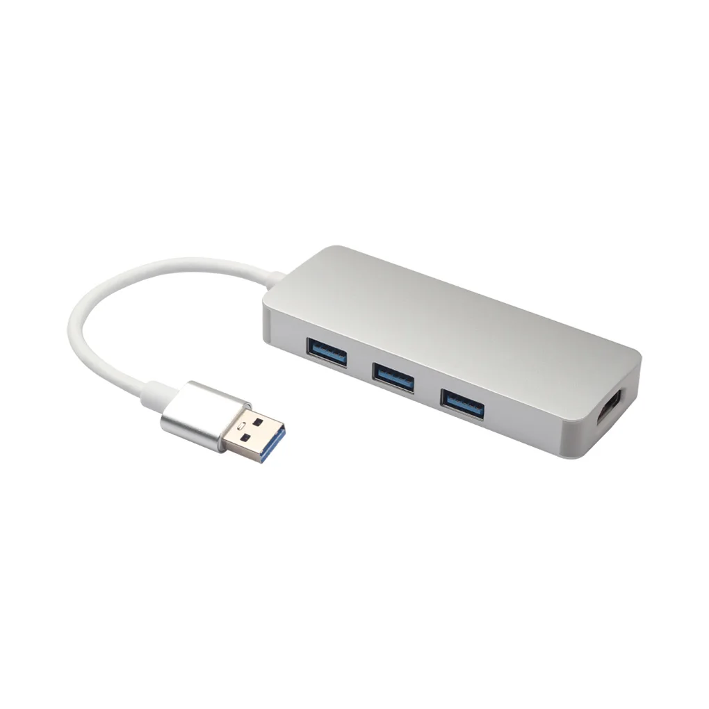 Серебристый 4 в 1 USB3.0 концентратор 3 порта Внешний USB 3,0 HD адаптер планшетный ПК компьютер телефон высокая скорость передача данных синхронизации сплиттер - Цвет: Серебристый