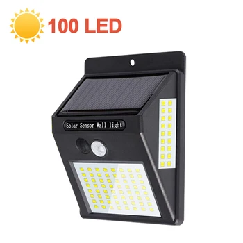 

100LED solar light sensor auto motion wall waterproof outdoor garden street public road Night bulb flashlight wall light