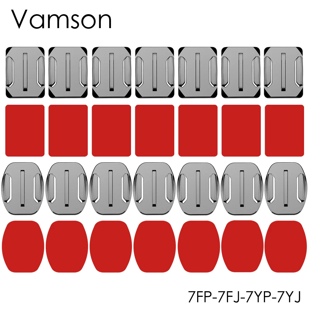 7FP-7FJ-7YP-7YJ Vamson для спортивной экшн-камеры Go Pro крепления на клейкой основе 3M клейкий Hero 7 6 5 4 для DJI OSMO экшн изогнутое крепление для камеры крепления клеящиеся подушечки для спортивной экшн-камеры Xiaomi Yi VP106 - Цвет: 7FP-7FJ-7YP-7YJ