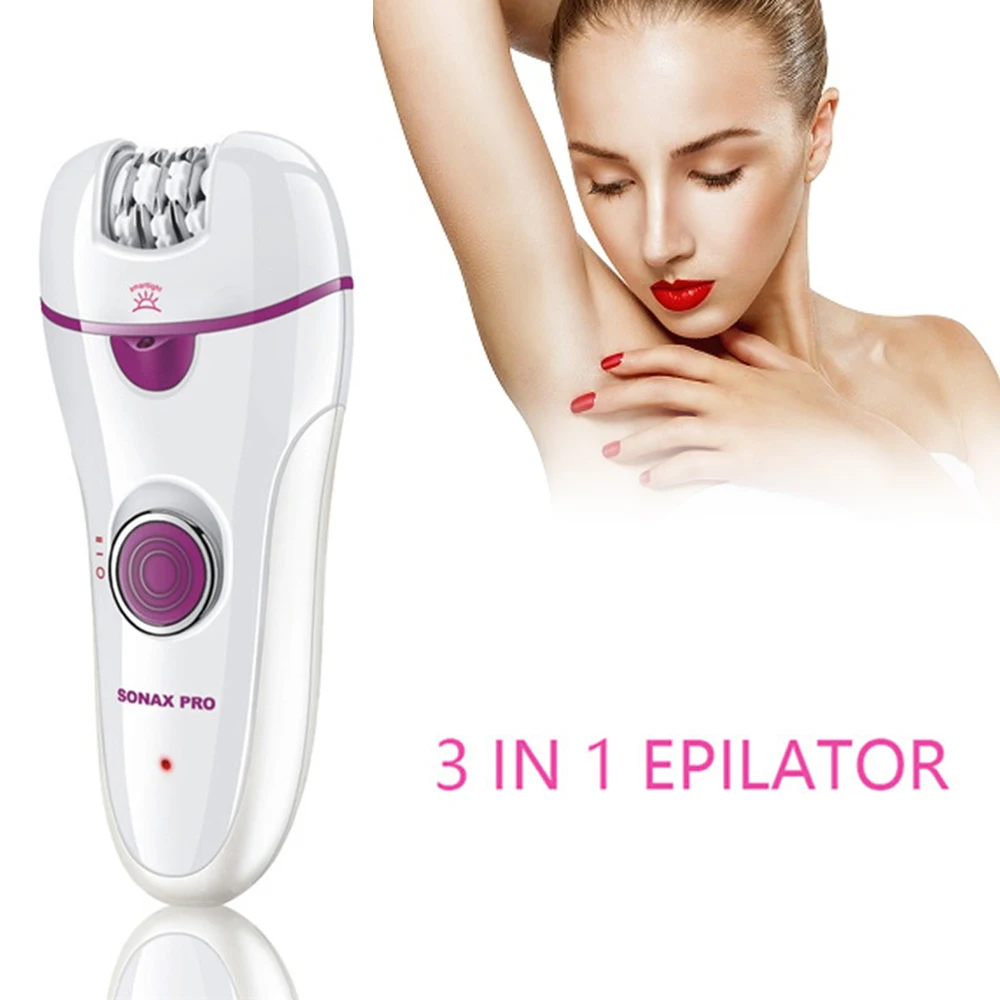 Women Epilator 3 In 1 Lady Shaver Painless USB Charge For Total Face And Body Hair Eyebrow Trimmer