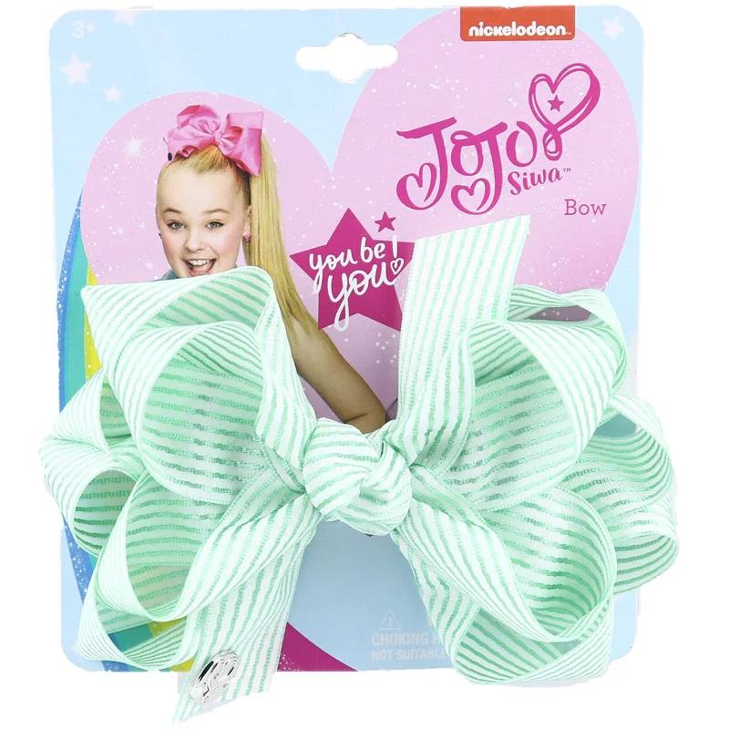 7 " Jojo Siwa бантики для волос для девочек детские заколки Grosgrain Stipe Ленточные Заколки модные аксессуары для волос - Цвет: 7
