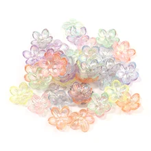 

100pcs Acrylic Color-plated Flowers Beads Mix Color Loose Spaced Beads For Jewelry Making Necklace Bracelet DIY Accessories