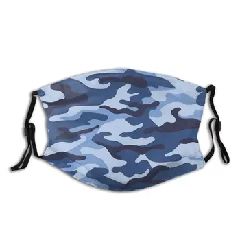 

Blue Camo Non-Disposable Face Mask Multicam Military Anti Haze Dust Mask With Filters Protection Mask Respirator Mouth Muffle