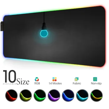 

Light bulb RGB Mouse Pad Black Gamer Accessories Large LED MousePad XL Gaming PC Desk Play Mat with Backlit Rubber computer Mat