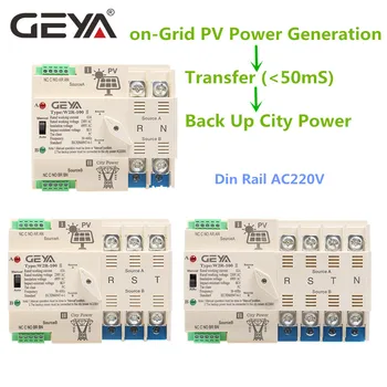 

NEW GEYA on-Grid Solar Power Automatic Transfer Switch Din Rail 2P 3P 4P 63A AC220V ATS PV System Power to City Power