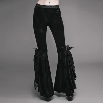 

Eva Lady Women's Goth Stylish Flared Trousers Stage Performance Casual Embroidery Wide Leg Long Pants