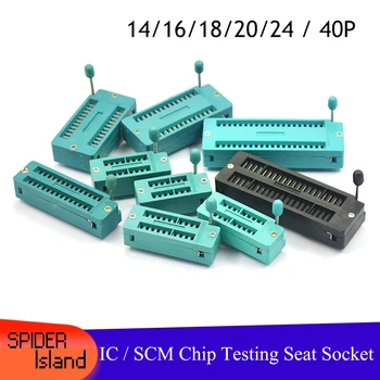 

10pcs 14 16 18 20 24 28 40 P Pin 2.54 MM Green DIP Universal ZIF IC Socket Test Solder Type IC lock zif socket