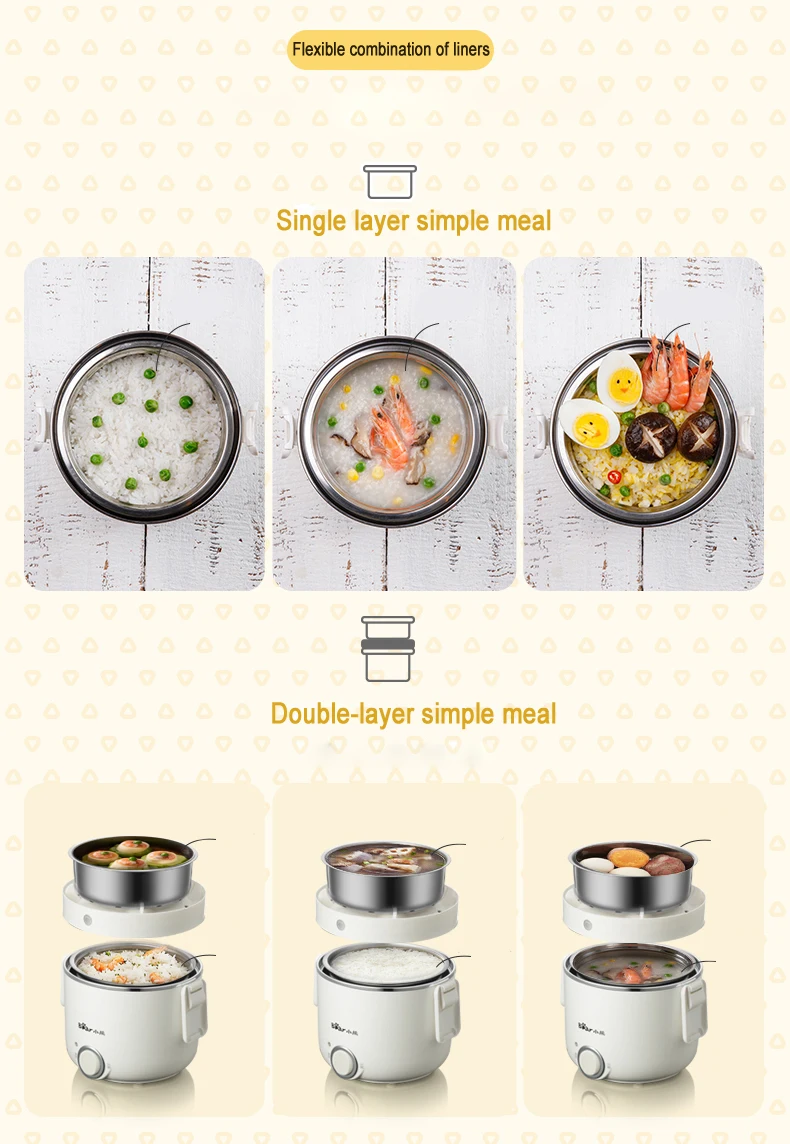 Double Layer Electric Cooker Lunch Box Rice Cooker Insulation Heating Cooking Hot Meal Vacuum Preservation Two Firepower
