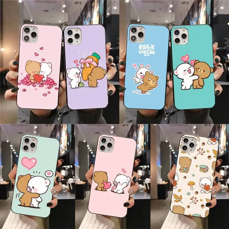 Cute Milk Cartoon Mochas Bear Phone Case For iphone 12 11 Pro Max Mini XS 8 7 6 6S Plus X 5S SE 2020 XR cover | Мобильные телефоны