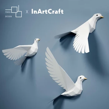 

Peace pigeon creative wall decoration geometric birds wall hanging pure white Nordic window home decoration paper diy original