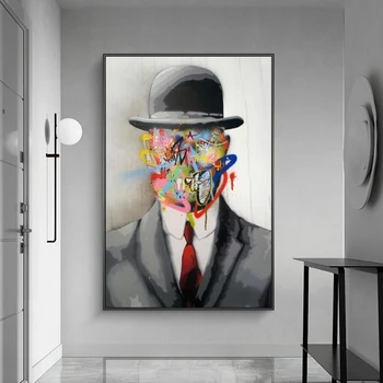 

Graffiti Gentleman Face Canvas Art Posters Abstract Street Wall Art Posters on Art Prints Cuadros Picture for Living Room Decor