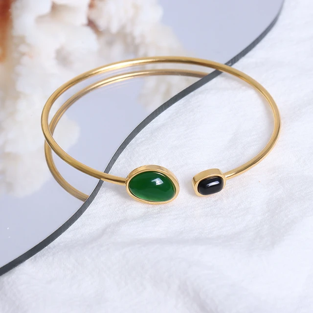 316l Stainless Steel 18k Gold Plated Cuff  Stainless Steel Bangles Women  18k Gold - Bangles - Aliexpress