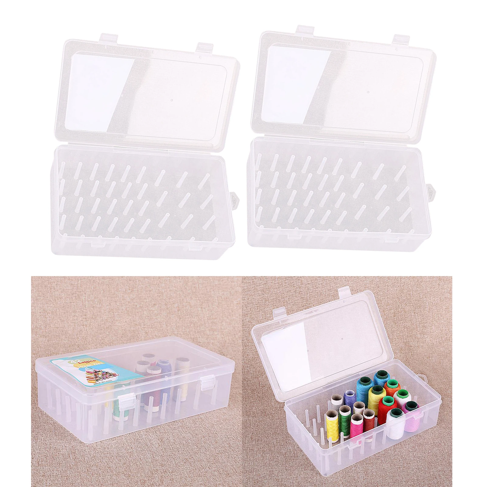 2PCS Sewing Thread Storage Box with 42 Spools Large Capacity Craft Bobbins Containing Organizing Case