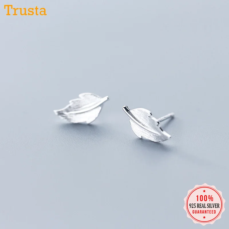 Trustdavis 925 Твердые Настоящее Стерлинговое Серебро с рисунком растений листьев, серьги со шпилькой, для девочек Дети Леди, подарок, ювелирное изделие DA274