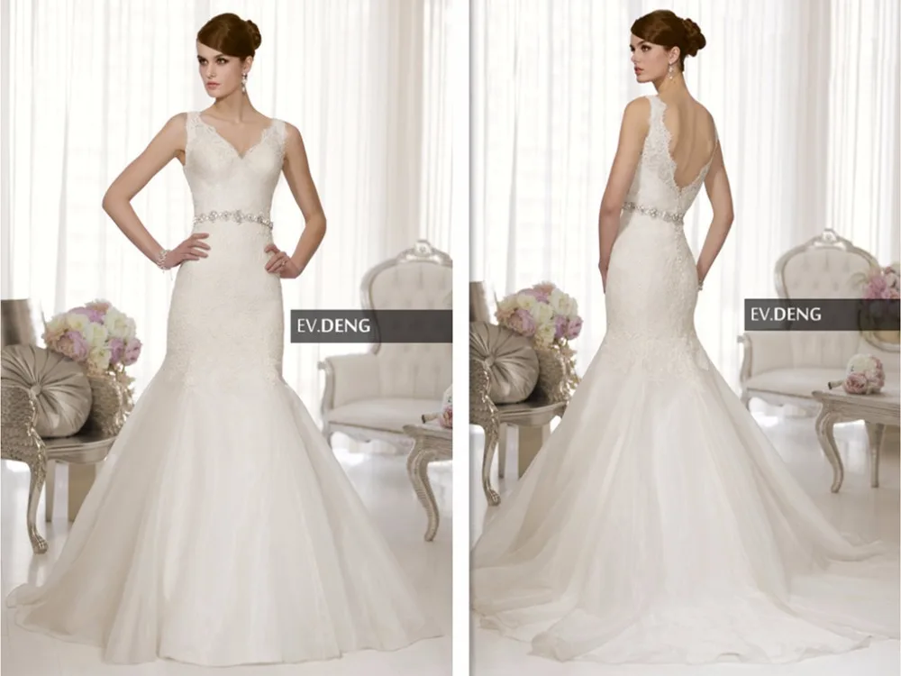 Горячий дизайн органза на заказ vestido de noiva Casamento пикантное свадебное платье с аппликациями и открытой спиной русалка свадебное платье