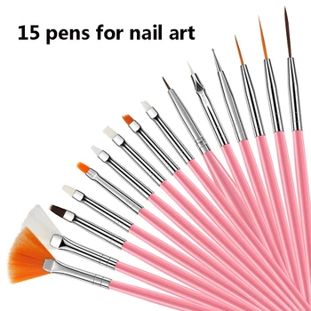 

15 Manicure Pens Set Pink Pen Light Therapy Pen Pull Pen Pen Tool Pen Nail Art Flower Painting PenNail Point Pen Row Pens