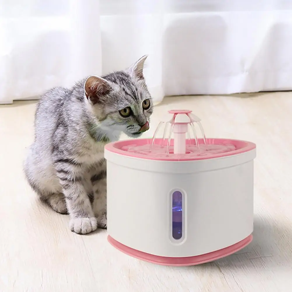Pet диспенсер для воды автоматический питьевой фонтаны для кошек собак маленьких животных светодиодный кормушка для воды с видимым окном любовная модель