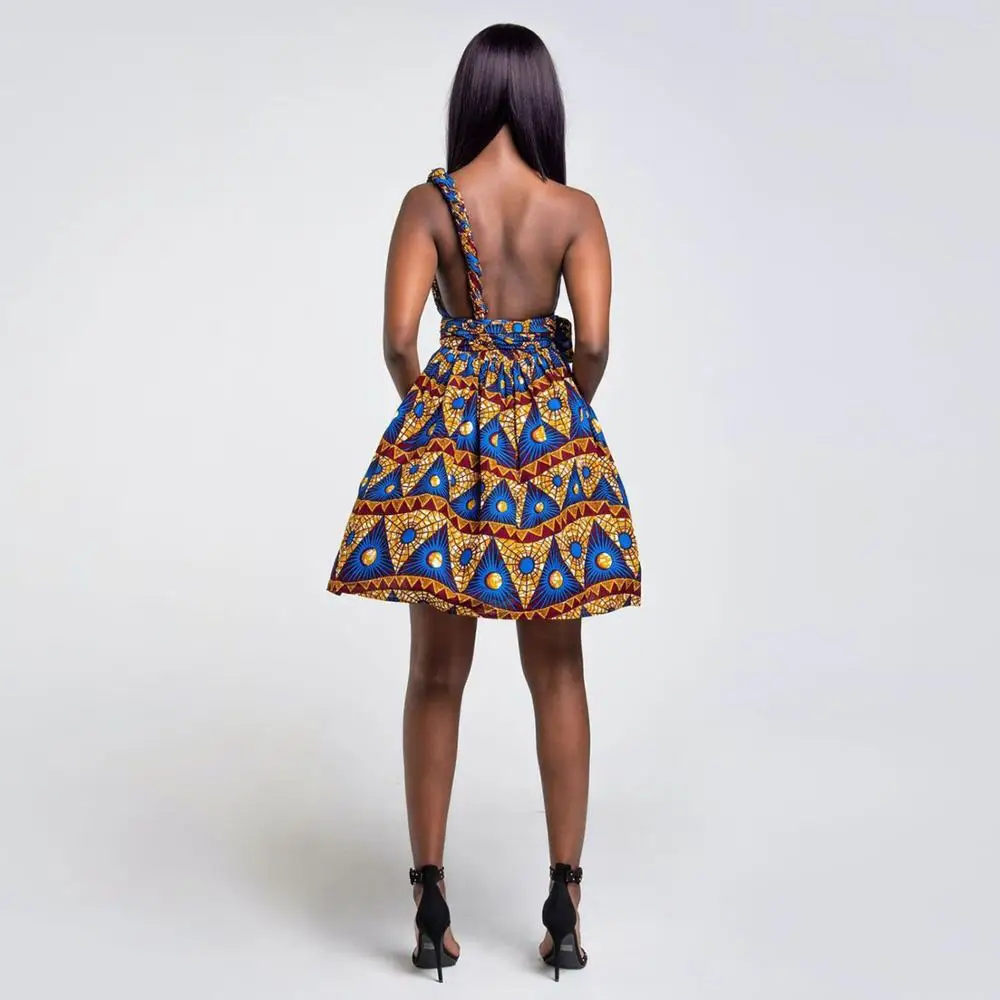 BOHISEN Dashiki African Print Dresses for Women Bazin Ankara Dresses Short Sleeve Slim Riche African Clothes For Women