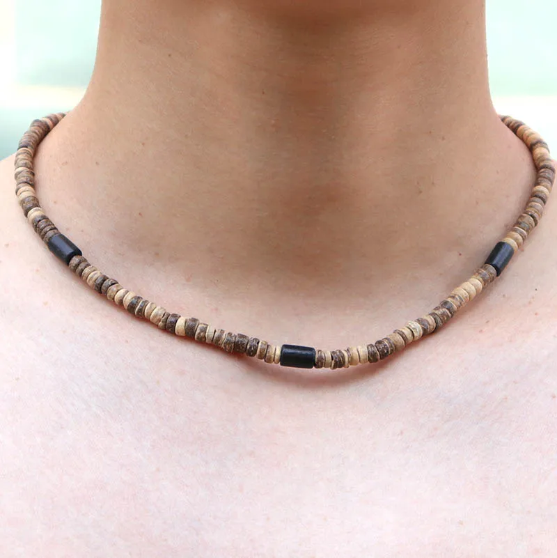 Vintage Wood Necklace Choker Men 46cm/18 Inches Short Necklace Hombre Camping Cool Biker Jewelry Male Accessories Gift For Him - Image 2