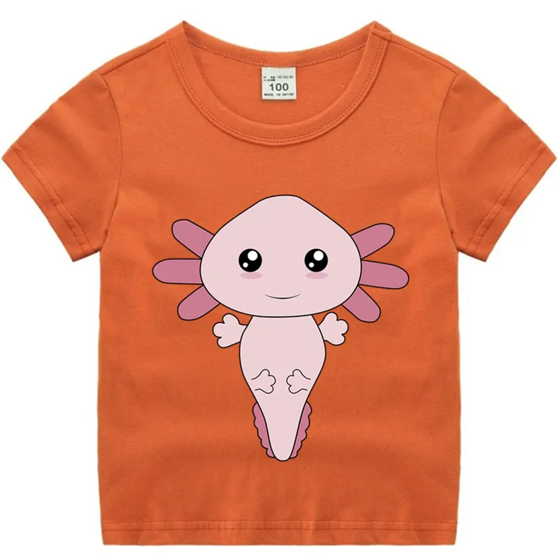 Хлопковая футболка для маленьких мальчиков и девочек с аниме «Axolotl Friend» детская Рождественская рубашка детская футболка для малышей с героями мультфильмов Роскошный топ