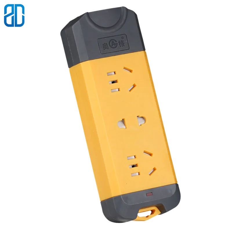 New High Power 12 Holes AC Wiring Socket AU US Universal Self-Wiring Extension Plug With Light 2500W Yellow |