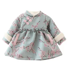 Детское осенне-зимнее милое бархатное платье принцессы с вышивкой и длинными рукавами для девочек