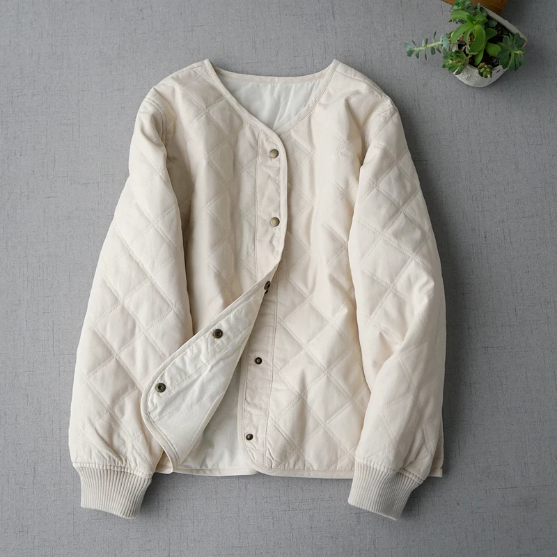 

Spring Autumn New Arrivals Women All-match Loose Japanese Style Mori Girls Brief Comfortable Thin Cotton Paddded Short Jackets