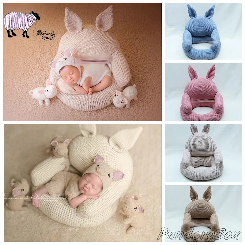 

Newborn Baby Photography Basket Props Rabbit Cartoon Sofa Infant Baby Photo Shoot Posing Chair Bunny Seat fotoshoot Accessories