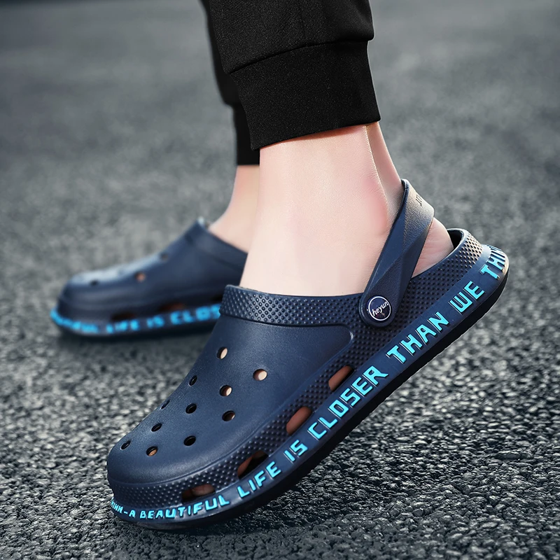 2020 летние новые синие мужские сандалии садовая обувь мужская сабо дышащая