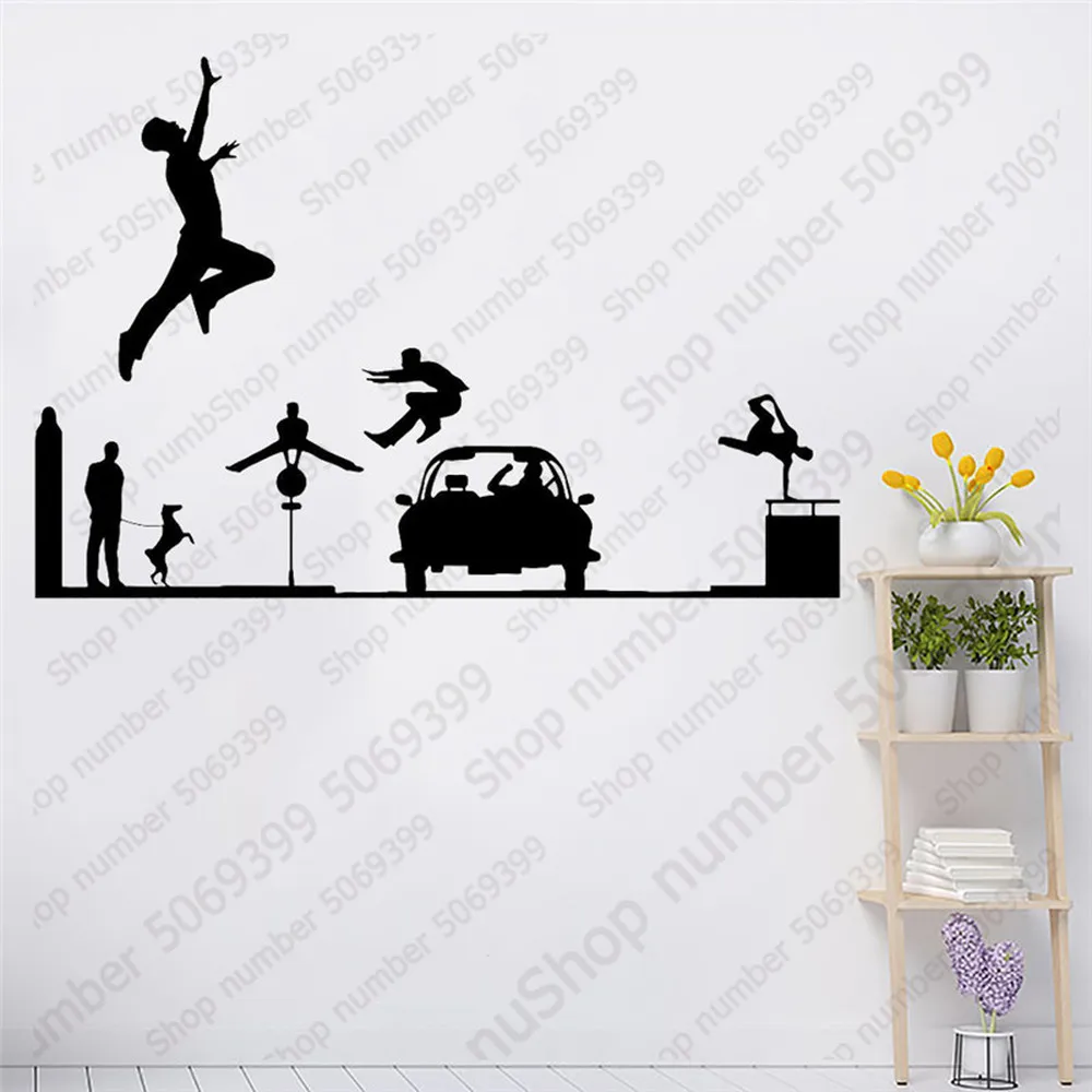 

Street Traceur Sport Parkour Wall Stickers for Boys Room Removable Extreme Sports Vinyl Wall Decals Bedroom Living Room LW642