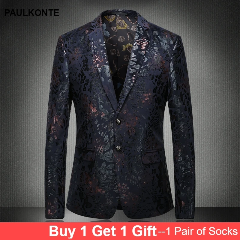 2019 luxury men's printed casual blazer men's single buckle party fashion trend dance wild single West M-5XL 2019 luxury men's printed casual blazer men's single buckle party fashion trend dance wild single West M-5XL