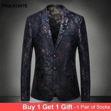 2019 luxury men's printed casual blazer men's single buckle party fashion trend dance wild single West M-5XL 2019 luxury men's printed casual blazer men's single buckle party fashion trend dance wild single West M-5XL
