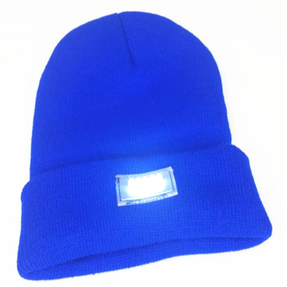 5 светодиодный головной убор s, головной убор, светодиодный, светящаяся шерстяная шапка, шапочки, ночная лампа для рыбалки, кемпинга, бега, вязанная шерстяная шапка, светильник, зимняя шапка - Испускаемый цвет: Blue