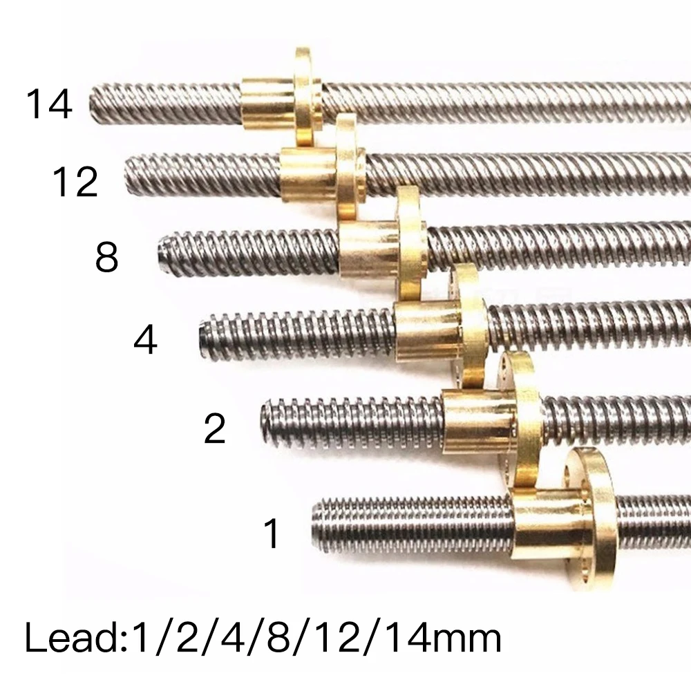 T8 свинцовый винт с медной гайкой 3d части принтера линейный винт трапециевидный винт стержень скользящий винт