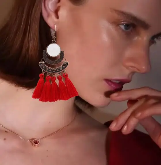 Богемные серьги с кисточками для женщин женские гипербола ювелирные изделия