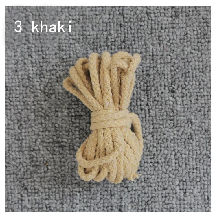 3 khaki Colord \ coton Веревка diy Ручная тканая лента, в качестве дополнительного товара-волочильная, Красивый хлопковый нитки веревка - Цвет: 3 khaki