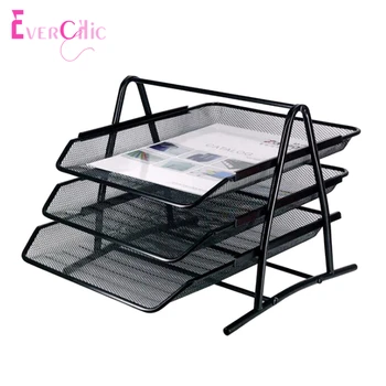 

DIY Metal Mesh 3-Tier Document Tray Magazine Frame Paper Files Holder Storage Box Drawer Pencil Pen Holder For Neatening Tools