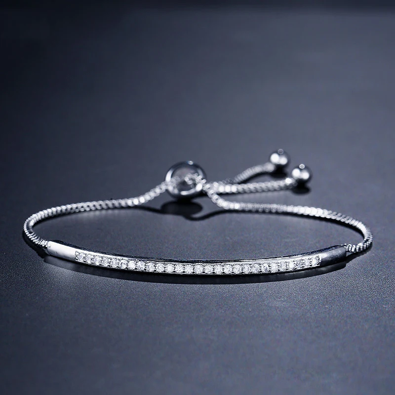 Новинка, роскошный браслет из стерлингового серебра 925 пробы, 24 см, регулируемый браслет для женщин, Подарок на годовщину, ювелирные изделия,, moonso S5437