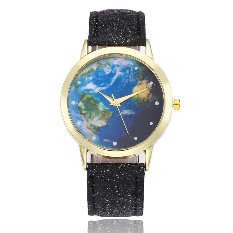 2019 роскошный бренд карта мира кожаный ремешок кварцевые аналоговые Reloj Mujer для